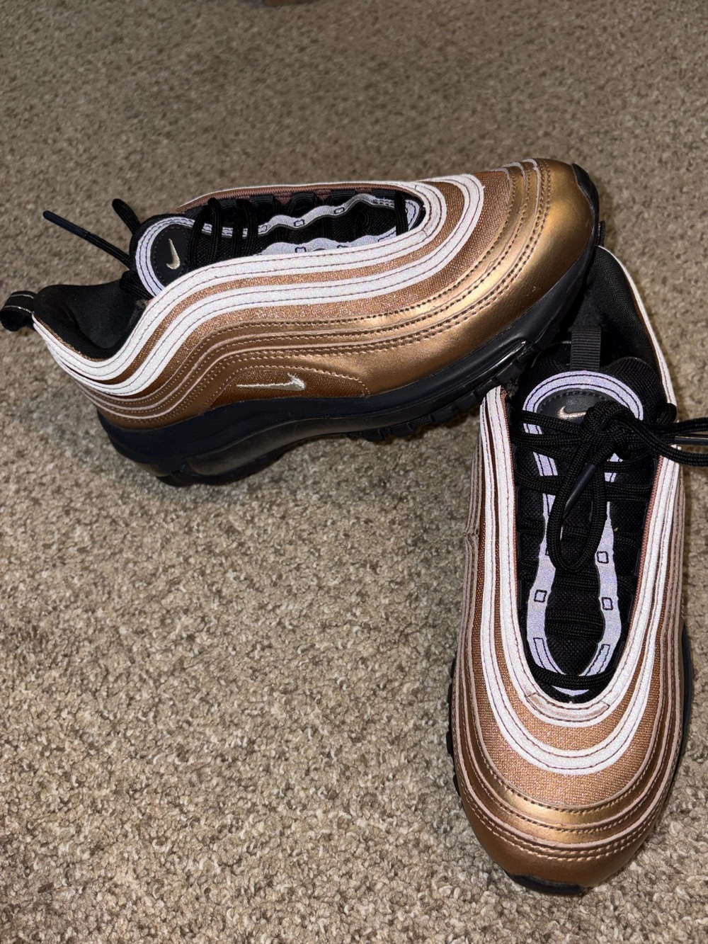 Nike Air Max ‘97 Women’s Copper and Black Retro-Style Sneakers *NEVER WORN*